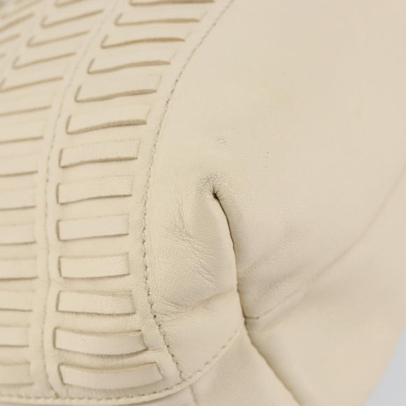 Salvatore Ferragamo Tote Bag Leather Beige Silver Auth 153124