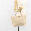 Salvatore Ferragamo Tote Bag Leather Beige Silver Auth 153124-23