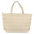 Salvatore Ferragamo Tote Bag Leather Beige Silver Auth 153124-3