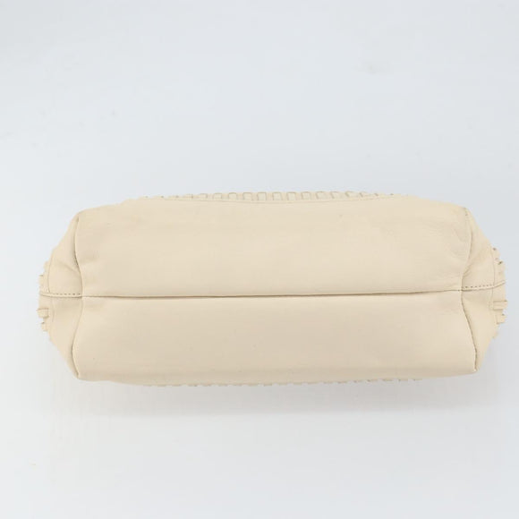 Salvatore Ferragamo Tote Bag Leather Beige Silver Auth 153124