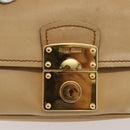 Miu Miu Hand Bag Leather 2way Beige Gold Auth 153125-16