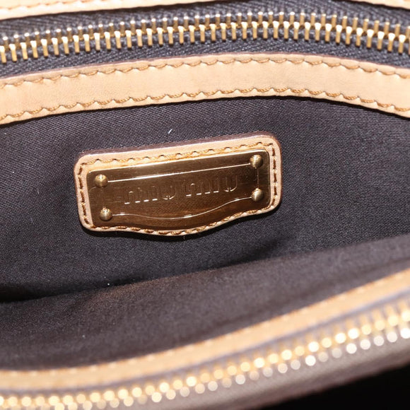 Miu Miu Hand Bag Leather 2way Beige Gold Auth 153125