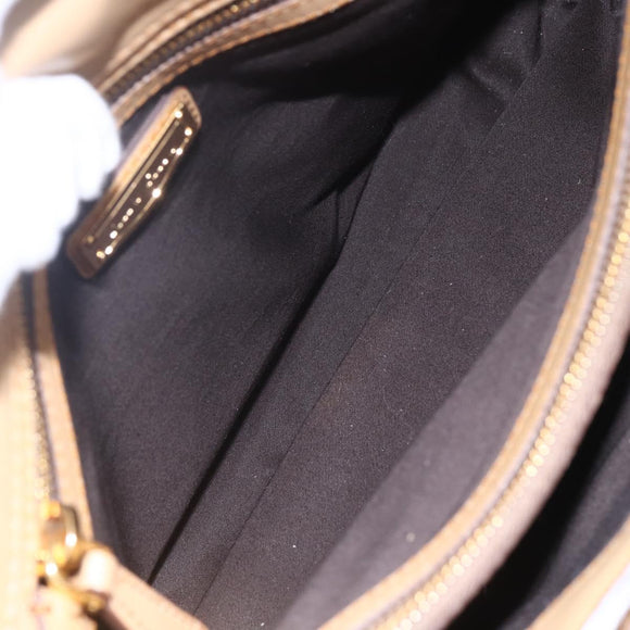 Miu Miu Hand Bag Leather 2way Beige Gold Auth 153125