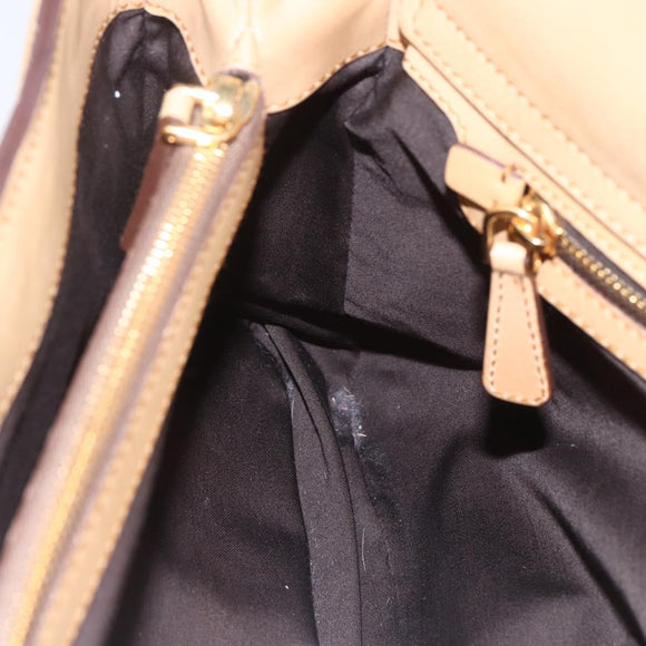 Miu Miu Hand Bag Leather 2way Beige Gold Auth 153125