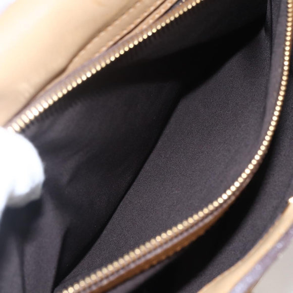 Miu Miu Hand Bag Leather 2way Beige Gold Auth 153125