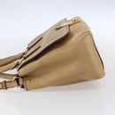 Miu Miu Hand Bag Leather 2way Beige Gold Auth 153125-4