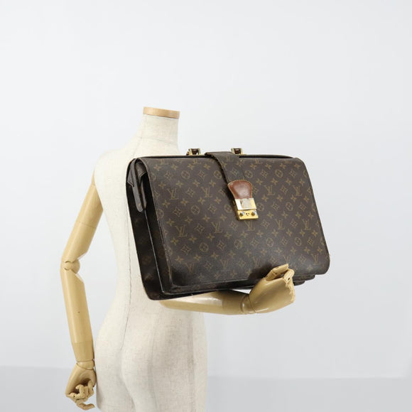 LOUIS VUITTON Monogram Serviette Fermoir Business Bag M53305 LV Auth 153130