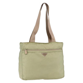 PRADA Tote Bag Nylon Green Silver Auth 153132