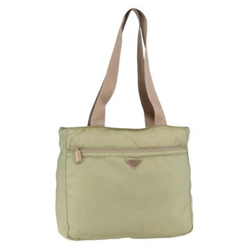 PRADA Tote Bag Nylon Green Silver Auth 153132