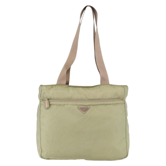 PRADA Tote Bag Nylon Green Silver Auth 153132
