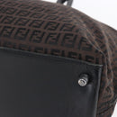 FENDI Zucchino Canvas Tote Bag Brown Silver Auth 153133-10