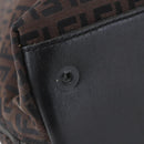 FENDI Zucchino Canvas Tote Bag Brown Silver Auth 153133-12