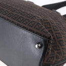 FENDI Zucchino Canvas Tote Bag Brown Silver Auth 153133-13