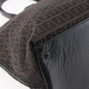 FENDI Zucchino Canvas Tote Bag Brown Silver Auth 153133-14