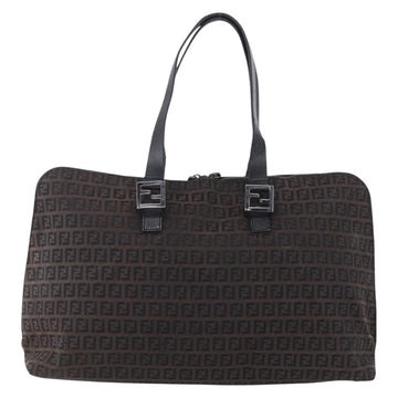 FENDI Zucchino Canvas Tote Bag Brown Silver Auth 153133 - 0