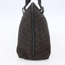 FENDI Zucchino Canvas Tote Bag Brown Silver Auth 153133-4