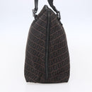 FENDI Zucchino Canvas Tote Bag Brown Silver Auth 153133-5