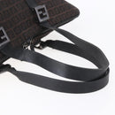 FENDI Zucchino Canvas Tote Bag Brown Silver Auth 153133-7