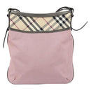 BURBERRY Nova Check Shoulder Bag Nylon Pink Silver Auth 153134-2