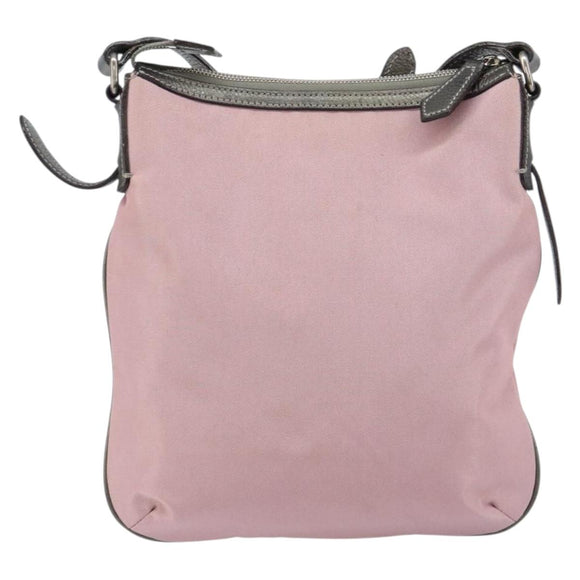 BURBERRY Nova Check Shoulder Bag Nylon Pink Silver Auth 153134