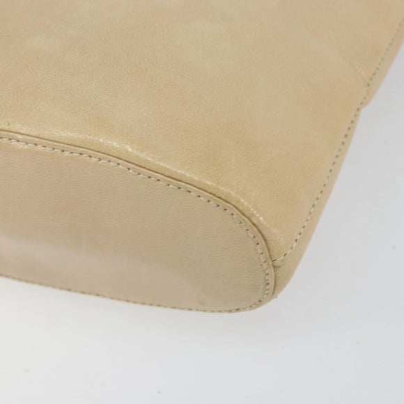 PRADA Chain Shoulder Bag Leather Beige Silver Auth 153137