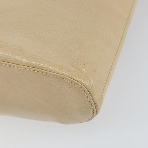 PRADA Chain Shoulder Bag Leather Beige Silver Auth 153137