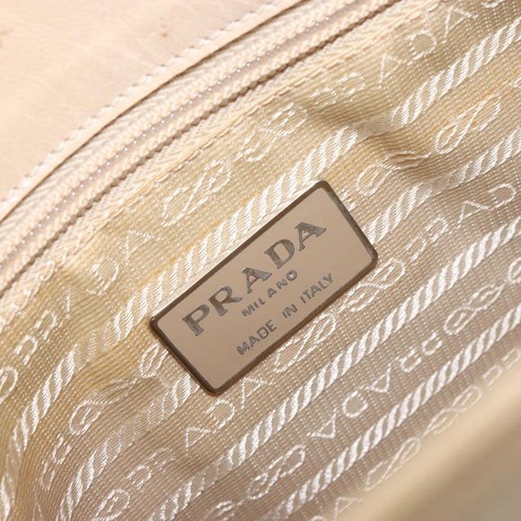 PRADA Chain Shoulder Bag Leather Beige Silver Auth 153137