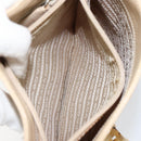 PRADA Chain Shoulder Bag Leather Beige Silver Auth 153137-22