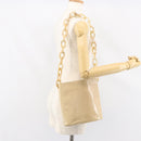 PRADA Chain Shoulder Bag Leather Beige Silver Auth 153137-26