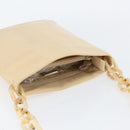 PRADA Chain Shoulder Bag Leather Beige Silver Auth 153137-6