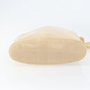 PRADA Chain Shoulder Bag Leather Beige Silver Auth 153137-9