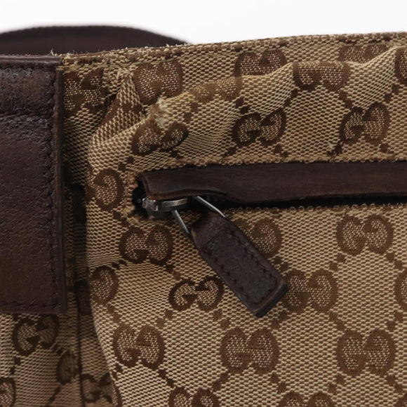 GUCCI GG Canvas Waist Bag Beige Silver 28566 Auth 153142