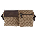GUCCI GG Canvas Waist Bag Beige Silver 28566 Auth 153142-13