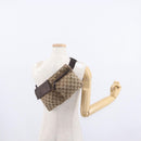 GUCCI GG Canvas Waist Bag Beige Silver 28566 Auth 153142-25