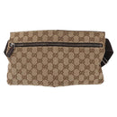 GUCCI GG Canvas Waist Bag Beige Silver 28566 Auth 153142-2