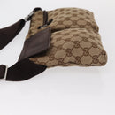 GUCCI GG Canvas Waist Bag Beige Silver 28566 Auth 153142-4