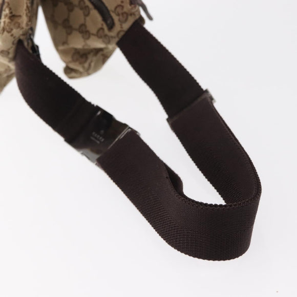 GUCCI GG Canvas Waist Bag Beige Silver 28566 Auth 153142