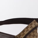 GUCCI GG Canvas Waist Bag Beige Silver 28566 Auth 153142-14