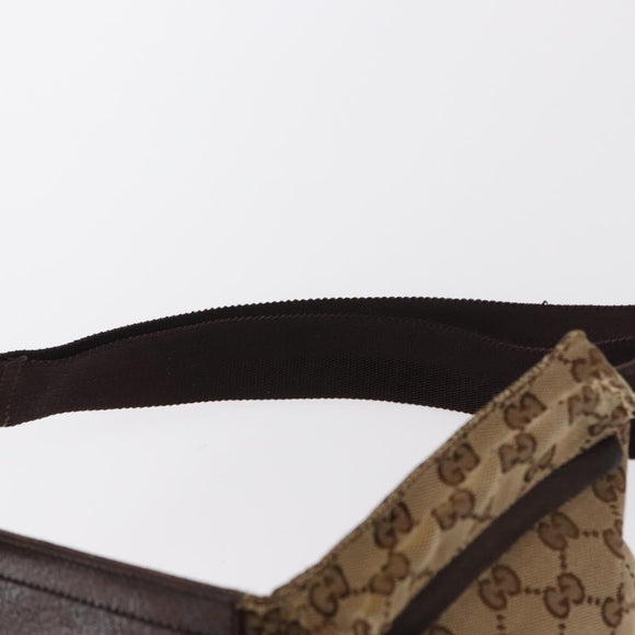 GUCCI GG Canvas Waist Bag Beige Silver 28566 Auth 153142