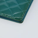 CHANEL Matelasse Long Wallet Patent leather Blue Silver CC Auth 153143-16