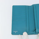 CHANEL Matelasse Long Wallet Patent leather Blue Silver CC Auth 153143-18