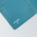 CHANEL Matelasse Long Wallet Patent leather Blue Silver CC Auth 153143-19