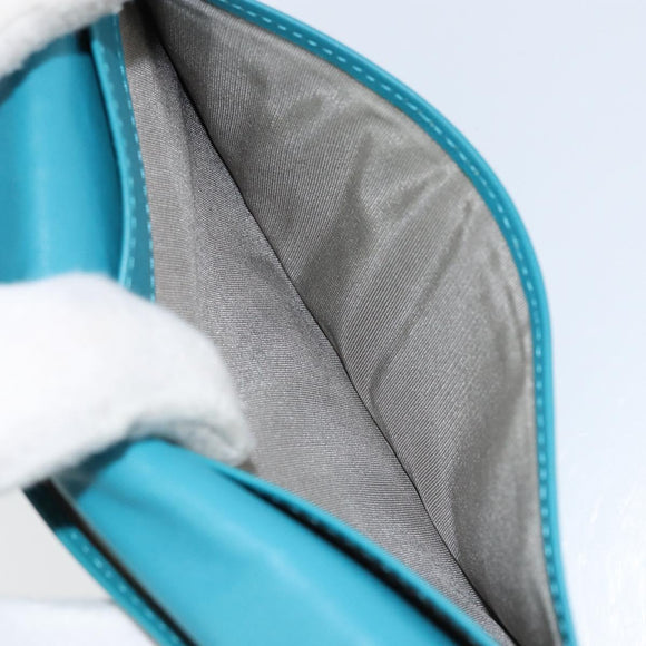 CHANEL Matelasse Long Wallet Patent leather Blue Silver CC Auth 153143