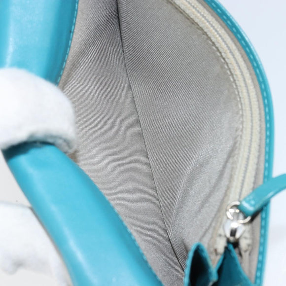 CHANEL Matelasse Long Wallet Patent leather Blue Silver CC Auth 153143