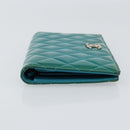 CHANEL Matelasse Long Wallet Patent leather Blue Silver CC Auth 153143-4