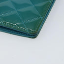 CHANEL Matelasse Long Wallet Patent leather Blue Silver CC Auth 153143-14