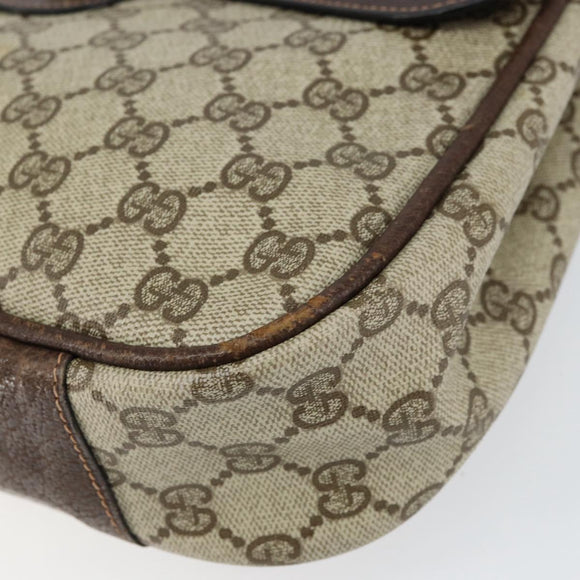 GUCCI GG Supreme Shoulder Bag PVC Beige Gold Auth 153152