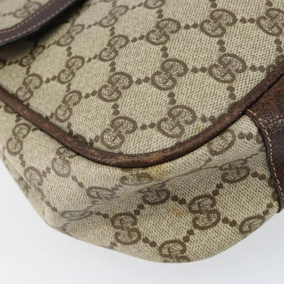 GUCCI GG Supreme Shoulder Bag PVC Beige Gold Auth 153152