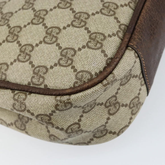 GUCCI GG Supreme Shoulder Bag PVC Beige Gold Auth 153152