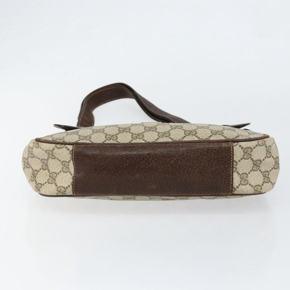 GUCCI GG Supreme Shoulder Bag PVC Beige Gold Auth 153152